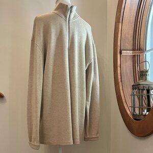 Men's XL-Tall, 1/4 zip, "POLO RALPH LAUREN" sweater, tan/oatmeal, 100% cotton